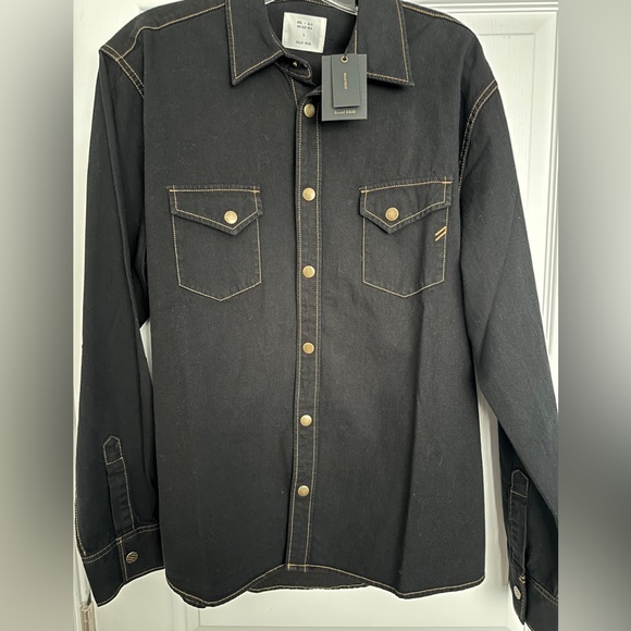 Billy Reid Shoals Black Denim Button-Up Shirt. Size L - Picture 6 of 13